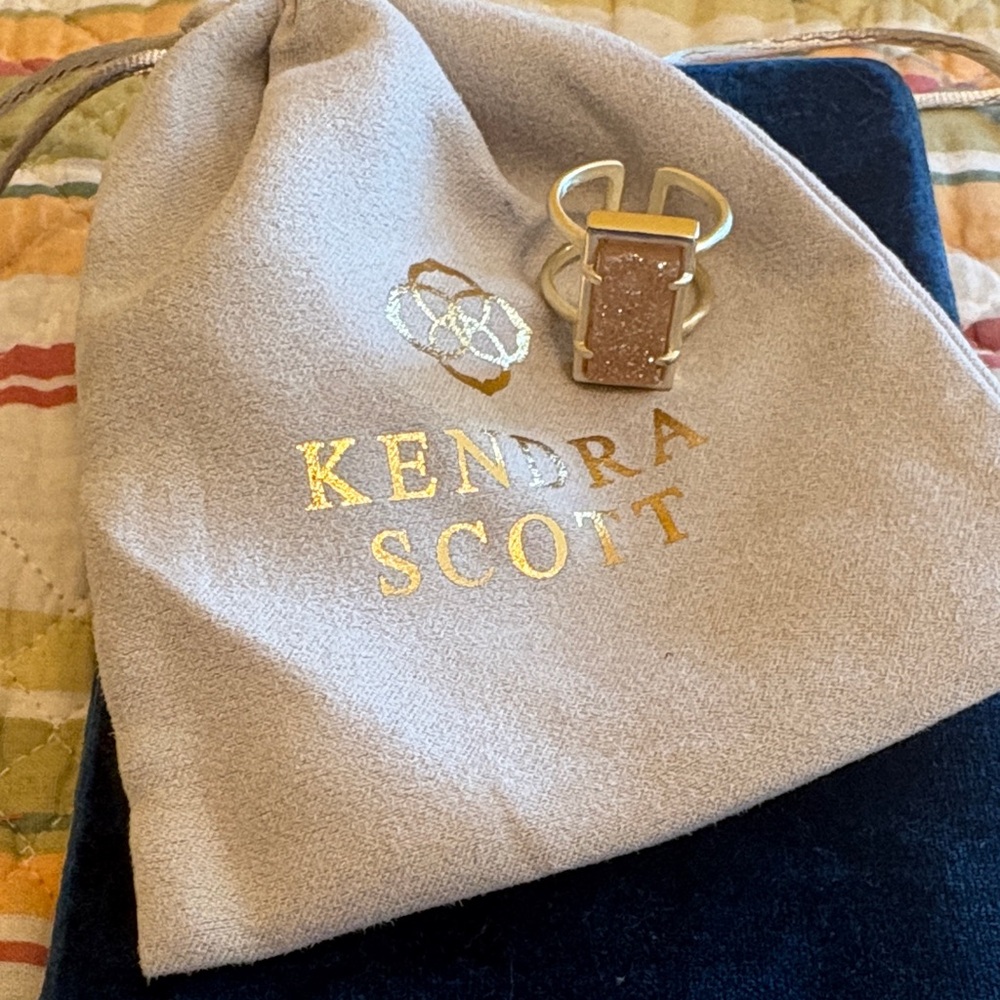 Kendra Scott Gold Ring with peach druzy Stone